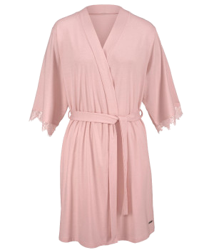 Kimono mit Spitze in Rosé